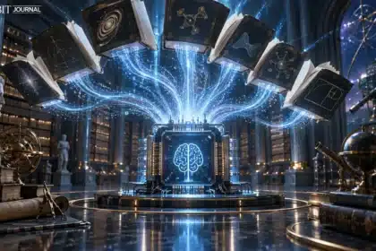 Scientific knowledge flowing toward an AI processor