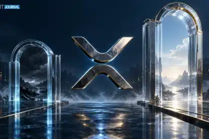 XRP symbol between two architectural gateways