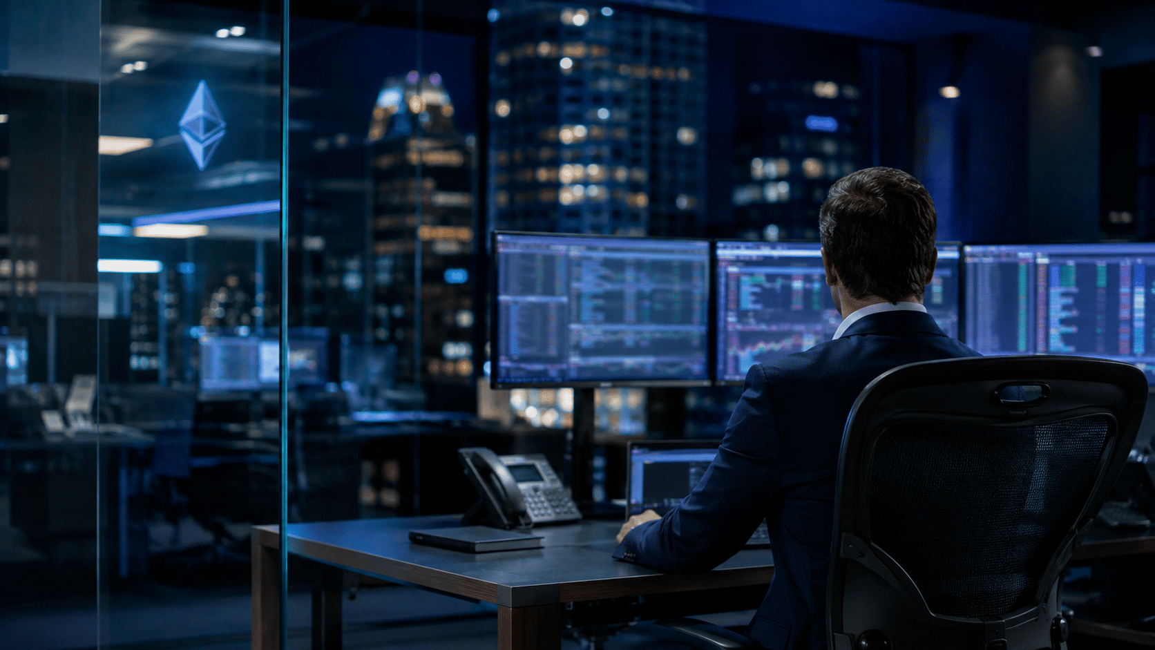 Ethereum Staking: What the Yield Figure Leaves Out 8 Illustrative newsroom view of Ethereum validator monitoring and staking operations