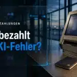 Zahlungen mit KI: Zahlungsterminal und geschlossener Reisepass an einem leeren Flughafenschalter