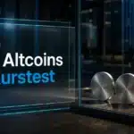 Altcoin Analyse: Drei Metallkörper vor einer Glaswand als Symbol unterschiedlicher Kurstests