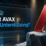 Avalanche Prognose 2026: gebürstete Metallskulptur des AVAX-Dreiecks auf dunklem Granit