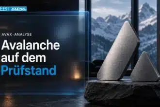 Metallskulptur des Avalanche-Logos in einer Berghütte zur Frage, ob sich Avalanche lohnt