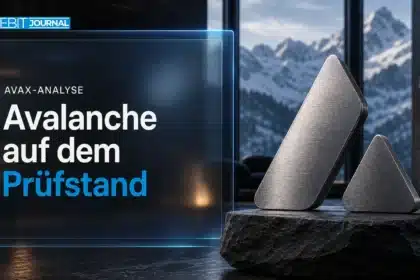 Metallskulptur des Avalanche-Logos in einer Berghütte zur Frage, ob sich Avalanche lohnt