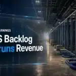 Data center aisle with half-built server racks illustrating the AWS backlog outpacing cloud capacity