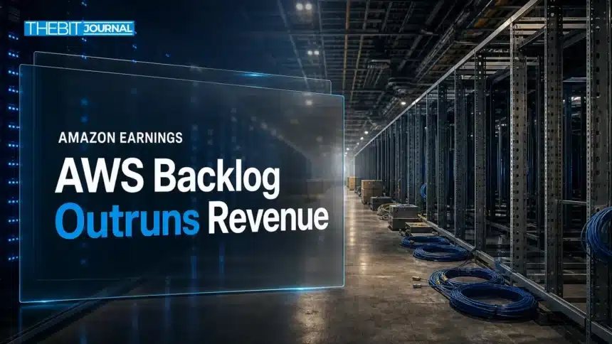 AWS Backlog Hits $578 Billion, Growing Faster Than Amazon's Cloud Sales 7 Data center aisle with half-built server racks illustrating the AWS backlog outpacing cloud capacity
