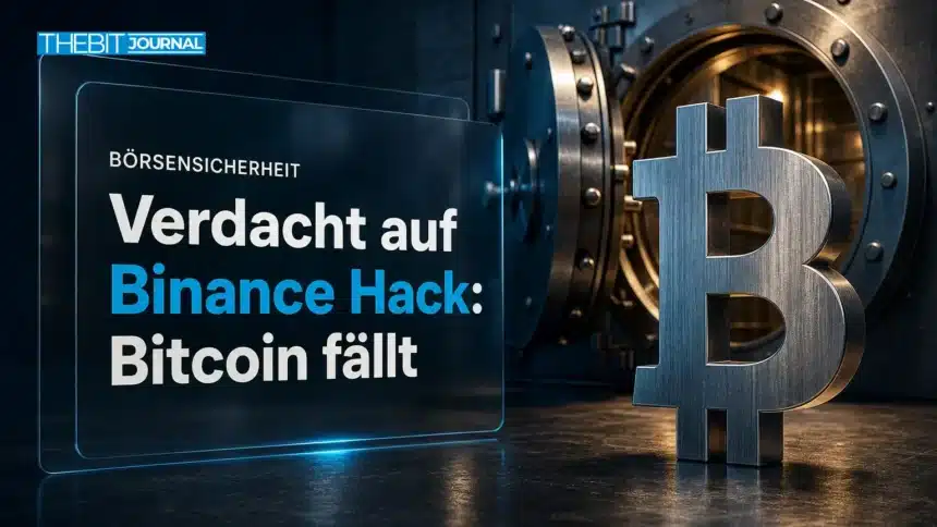 Mutmaßlicher Binance Hack: Bitcoin unter 79.000 $, Schaden auf bis zu 5,9 Mrd. $ geschätzt 7 Binance Hack: Bitcoin-Skulptur aus Metall neben einem offenen Stahltresor im schwachen Notlicht