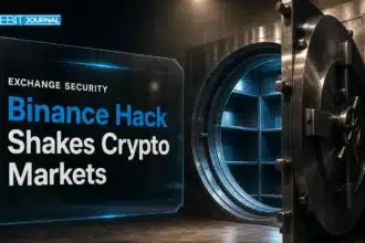 Half-open steel vault illustrating the Binance hack, the largest crypto theft on record