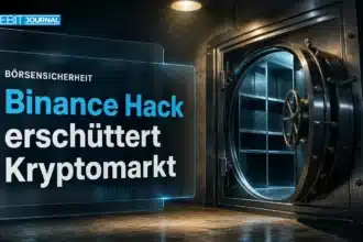 Halb geöffneter Stahltresor als Sinnbild für den Binance Hack, den größten erfassten Krypto-Diebstahl