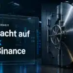Offene Stahltresortür in einem dunklen Serverraum als Sinnbild für den Binance Hack und geleerte Hot Wallets