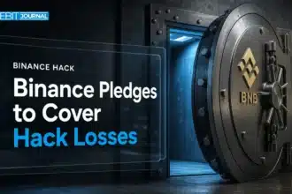 Steel vault door with BNB emblem symbolizing Binance hack losses being covered by company reserves