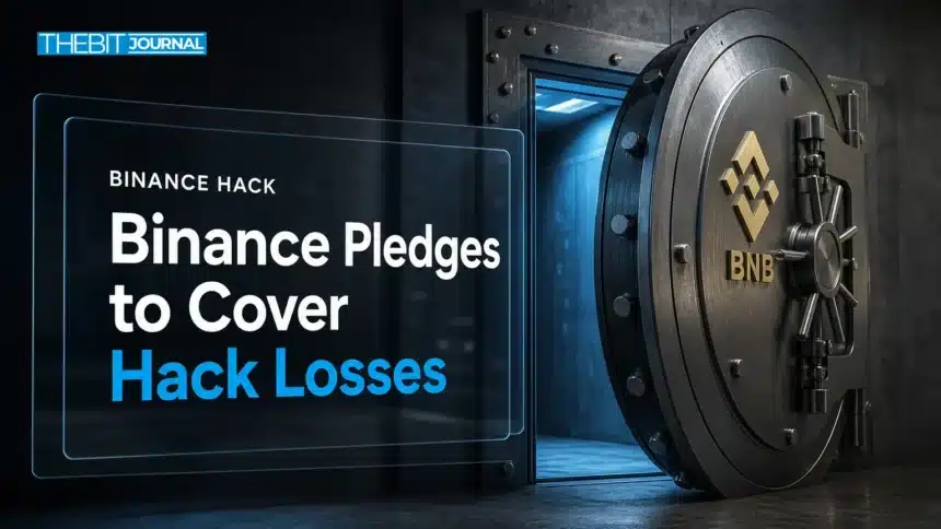 Steel vault door with BNB emblem symbolizing Binance hack losses being covered by company reserves