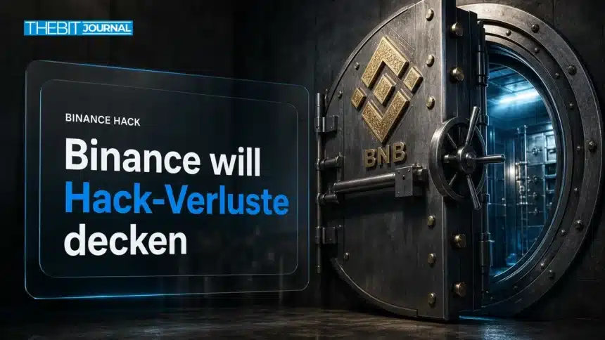 Stahltresortür mit BNB-Emblem als Symbol für die Reserve, mit der Binance die Verluste aus dem Binance Hack decken will