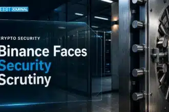 Illustrative steel vault door and glass-walled custody infrastructure