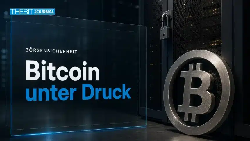 Binance Hack: Warum Bitcoin anders reagiert als 2018 7 Binance Hack: Bitcoin-Skulptur aus Metall neben einem verschlossenen Serverschrank