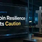Bitcoin sculpture behind security glass illustrates market caution after the reported Binance hack
