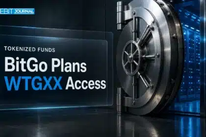 Steel vault door opening onto server racks, illustrating the BitGo WisdomTree tokenized fund custody deal