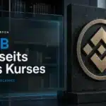 BNB Coin als gebürstete Metallskulptur auf einem Recherchepult im Finanzarchiv