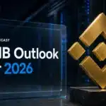 Gold BNB symbol sculpture in a data center illustrating the BNB price prediction 2026