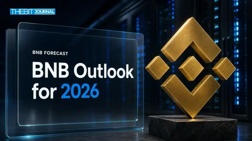 BNB Price Prediction 2026: Scenarios, Key Levels and Risks 7 Gold BNB symbol sculpture in a data center illustrating the BNB price prediction 2026