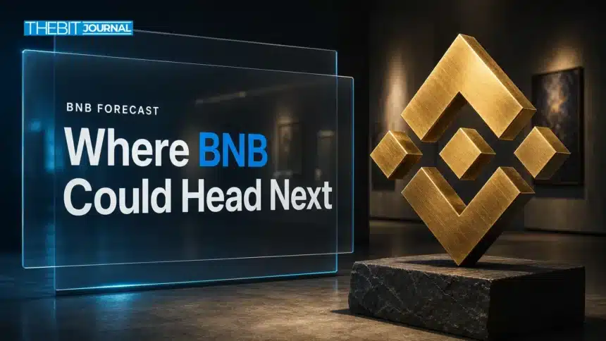 BNB Price Prediction 2026-2030: Scenarios, Analyst Targets and Risks 7 Gold BNB sculpture on a slate plinth illustrating BNB price prediction 2026-2030