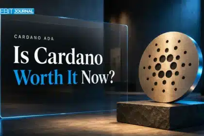 Titanium Cardano logo sculpture on a slate plinth illustrating the question is Cardano a good investment in 2026
