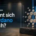 Cardano-Logo als Titan-Skulptur auf Schiefersockel zur Frage: Lohnt sich Cardano 2026