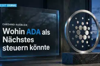 Cardano-Skulptur aus gebürstetem Metall als Symbolbild für die Cardano Prognose 2030