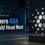 Brushed-metal Cardano sculpture illustrating a Cardano price prediction 2026-2030