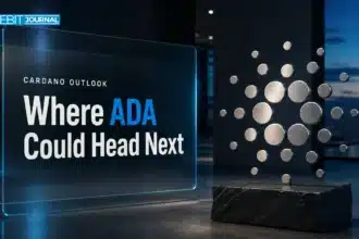 Brushed-metal Cardano sculpture illustrating a Cardano price prediction 2026-2030