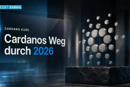 Cardano-Skulptur aus gebürstetem Metall als Symbolbild zur Cardano Prognose 2026