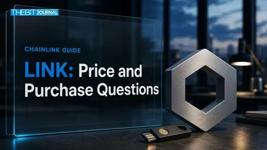How to buy Chainlink (LINK): What the Available Evidence Shows 7 A symbolic metal sculpture and security key beside a research workspace.