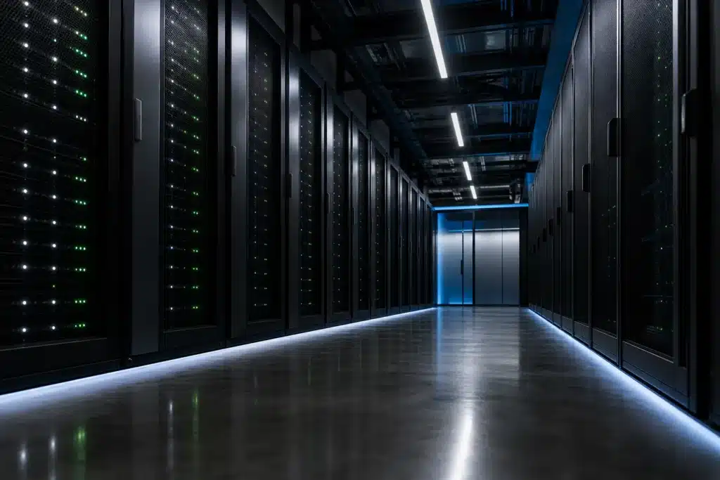 Server corridor representing the clearing infrastructure ICE will build for retail perpetuals