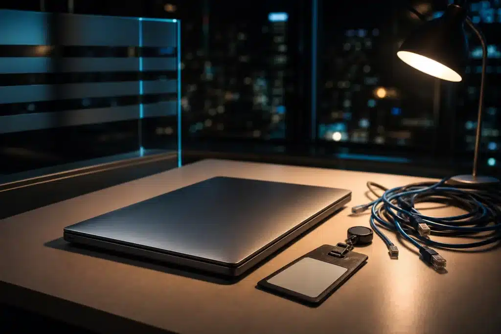 Binance Withdrawals Expected to Resume Within 48 Hours After $6.3B Hack 8 Closed laptop on a dark office desk at night, illustrating the compromised engineer device behind the Binance hack