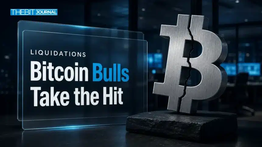 Crypto Liquidations Hit $1.49 Billion as Bitcoin Bulls Take Biggest Hit 7 Cracked steel Bitcoin sculpture symbolising crypto liquidations hitting Bitcoin long positions