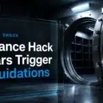 Open steel vault in dim light illustrating crypto liquidations after Binance hack fears
