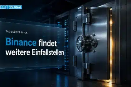 Krypto News heute: angelehnte Tresortür aus Stahl in einem dunklen Serverraum als Sinnbild für den Binance-Hack