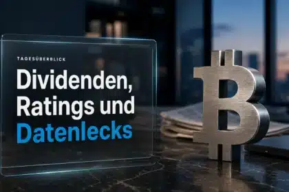 Bitcoin-Skulptur aus gebürstetem Metall auf einem Redaktionstisch, Symbolbild für Krypto News heute am 28. Oktober 2026