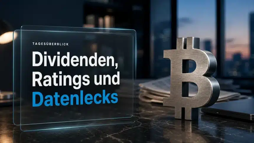 Krypto News heute: Strategy-Dividenden, RLUSD-Rating und Datenlecks 7 Bitcoin-Skulptur aus gebürstetem Metall auf einem Redaktionstisch, Symbolbild für Krypto News heute am 28. Oktober 2026