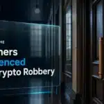 Closed courtroom doors illustrating sentencing in the Minnesota crypto robbery case