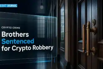 Closed courtroom doors illustrating sentencing in the Minnesota crypto robbery case