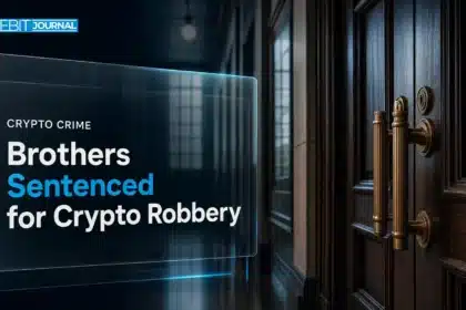 Closed courtroom doors illustrating sentencing in the Minnesota crypto robbery case
