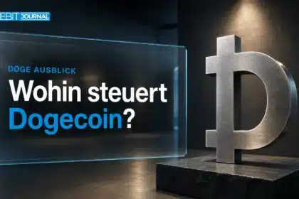 Dogecoin-Skulptur aus gebürstetem Metall als Symbolbild zur Dogecoin Prognose 2026