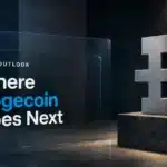 Brushed-metal Dogecoin sculpture illustrating the Dogecoin price prediction 2026 outlook