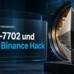 Metallskulptur des Ethereum-Symbols neben einer offenen Tresortür, Symbolbild zum EIP-7702 Binance Hack