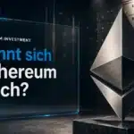 Metallskulptur des Ethereum-Symbols in einem Banktresor zur Frage, lohnt sich Ethereum noch