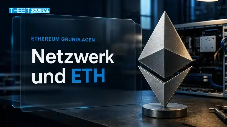 Ethereum einfach erklärt: ETH, Wallets und technische Risiken 7 Ethereum einfach erklärt: Ethereum-Skulptur aus Metall neben Computerhardware