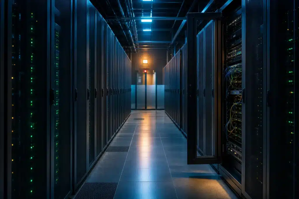 Is Ethereum a Good Investment in 2026? What the Data Shows 9 Night view of a data center corridor with server racks, symbolizing Ethereum node infrastructure risk