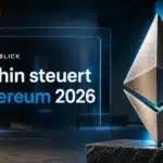 Ethereum-Skulptur aus gebürstetem Metall als Symbolbild für die Ethereum Prognose 2026
