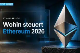 Ethereum-Skulptur aus gebürstetem Metall als Symbolbild für die Ethereum Prognose 2026
